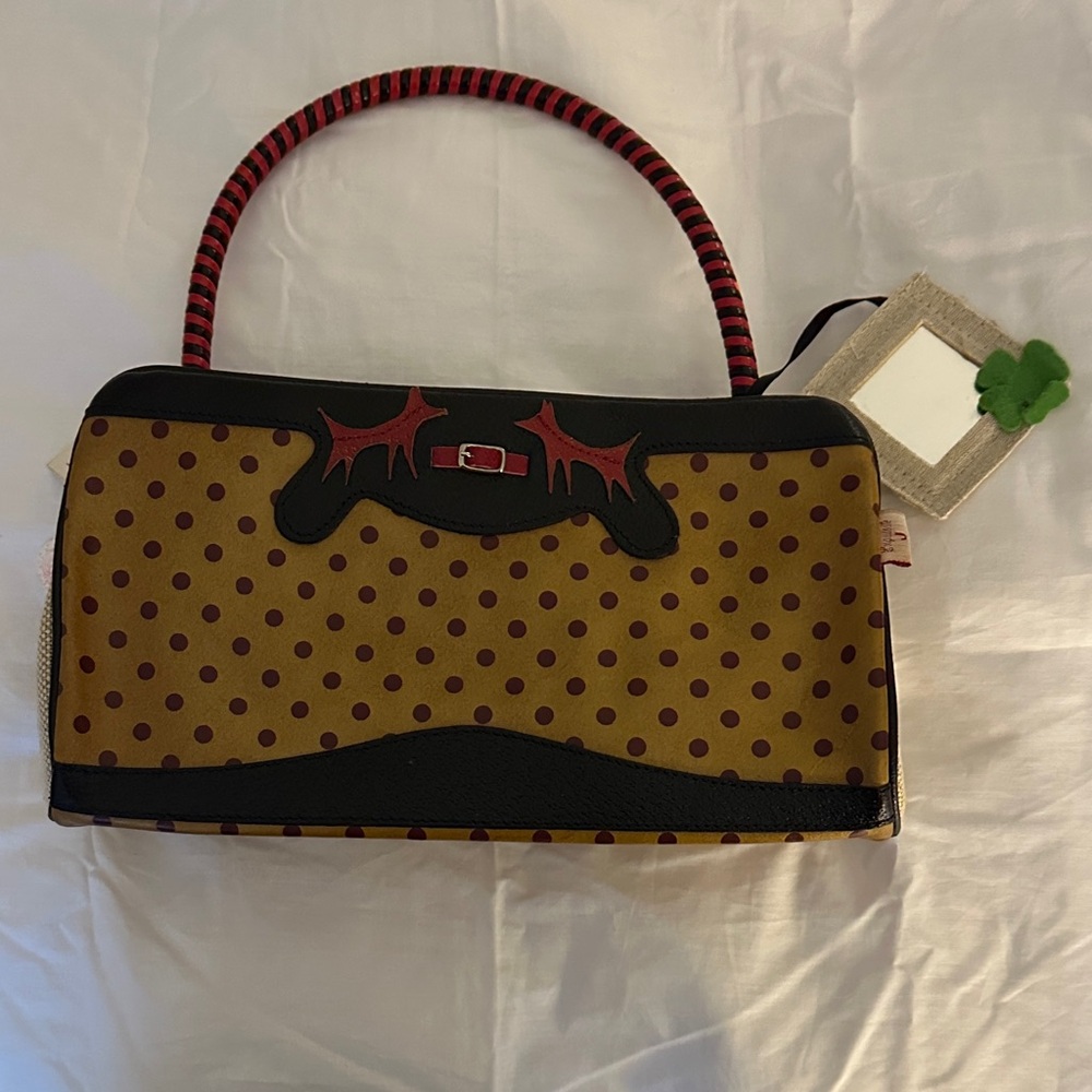 Exquisite J Polka Dot Handbag - Black, Red and Brown